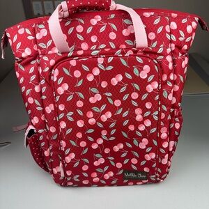 Matilda Jane Barnett Red Pink Floral Cherry Backpack Beach Cooler NWOT